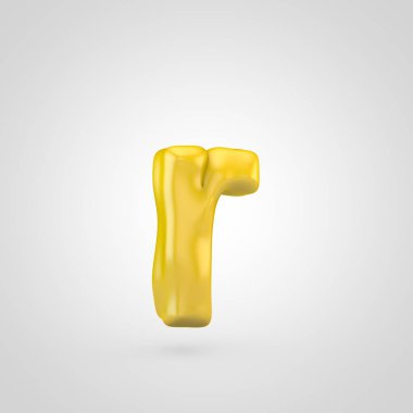 Beyaz arka plan üzerinde izole sarı hamuru R harfi küçük