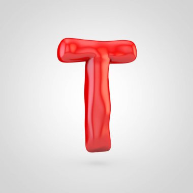 Kırmızı hamuru mektup beyaz arka plan üzerinde izole T