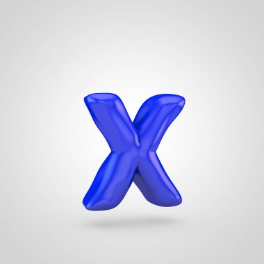 Beyaz arka plan üzerinde izole mavi hamuru X harfi küçük