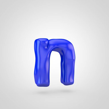 Beyaz arka plan üzerinde izole mavi hamuru N harfi küçük