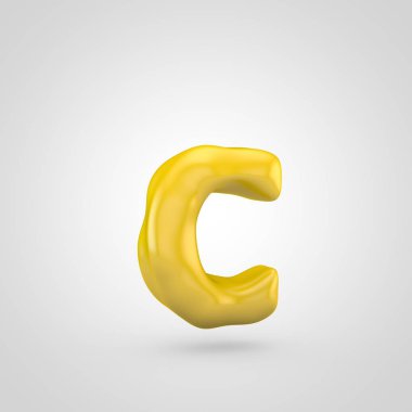 Beyaz arka plan üzerinde izole sarı hamuru C harfi küçük