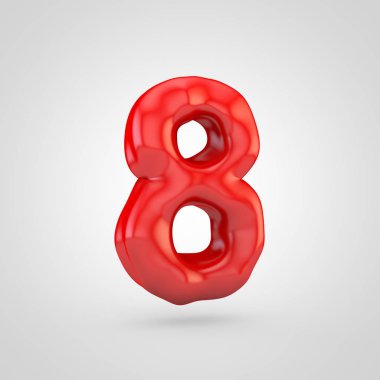 Kırmızı hamuru sayı 8 beyaz arka plan üzerinde izole