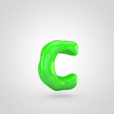 Yeşil hamuru C harfi küçük beyaz arka plan üzerinde izole