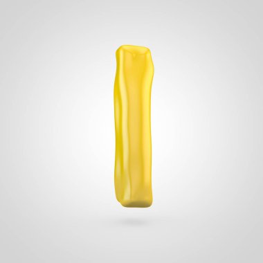 Beyaz arka plan üzerinde izole sarı hamuru L harfi küçük