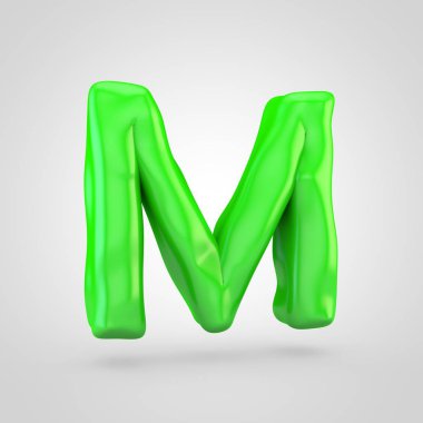 Beyaz arka plan üzerinde izole yeşil hamuru harf büyük harf M