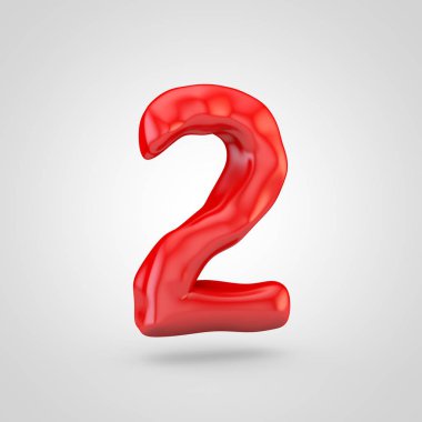 2 beyaz arka plan üzerinde izole kırmızı hamuru numaralı