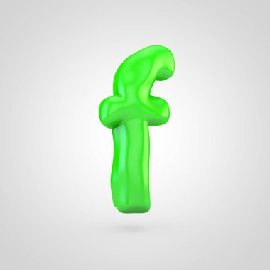 Yeşil hamuru F harfi küçük beyaz arka plan üzerinde izole