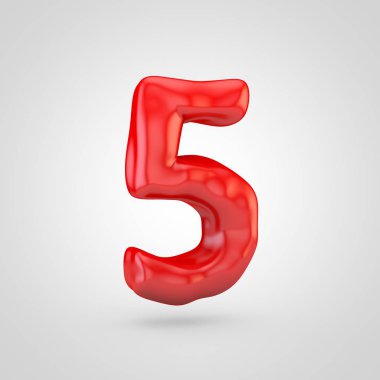 5 beyaz arka plan üzerinde izole kırmızı hamuru sayısı