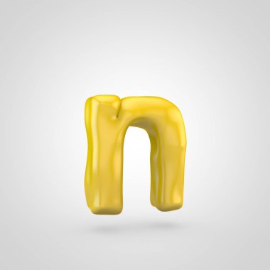 Beyaz arka plan üzerinde izole sarı hamuru N harfi küçük