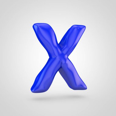 Beyaz arka plan üzerinde izole mavi hamuru harf büyük harf X