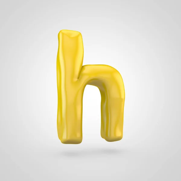 Gele Plasticine Letter Kleine Geïsoleerd Witte Achtergrond — Stockfoto