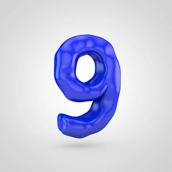 Blue Plasticine Number Isolated White Background — Stock Photo, Image