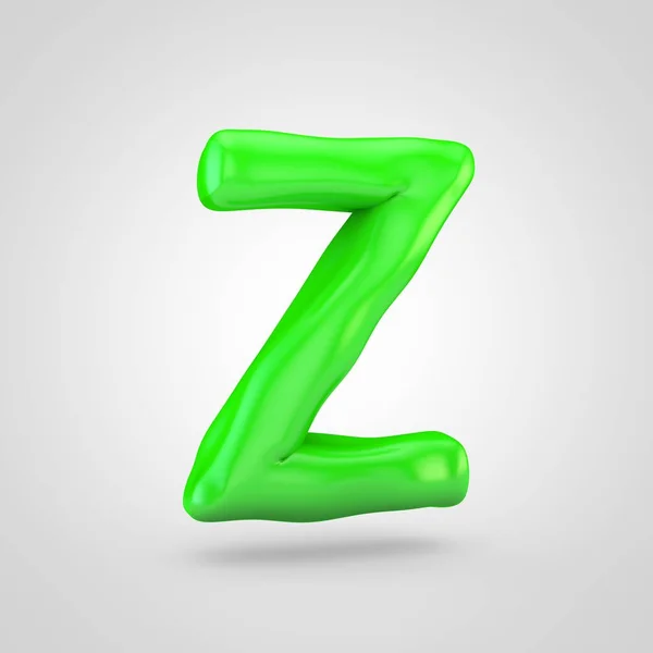 Green plasticine letter Z uppercase isolated on white background