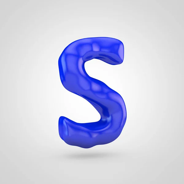 Blauwe Plasticine Letter Hoofdletters Geïsoleerd Witte Achtergrond — Stockfoto