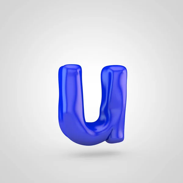 Blauwe Plasticine Letter Kleine Geïsoleerd Witte Achtergrond — Stockfoto