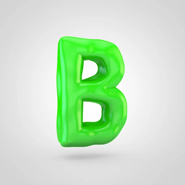Green plasticine letter B uppercase isolated on white background
