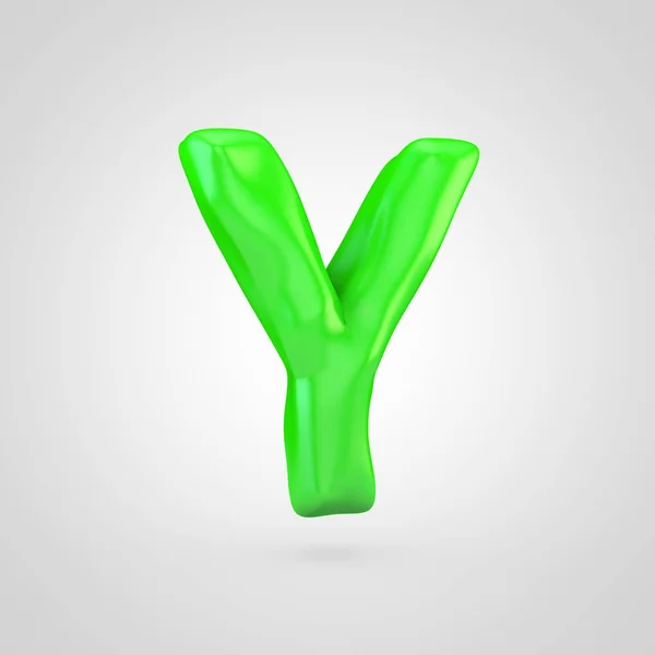 Green plasticine letter Y uppercase isolated on white background