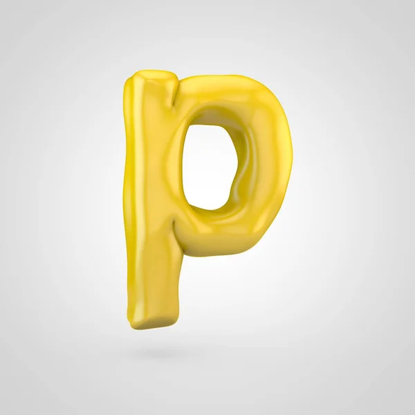 Malá Žlutá Plastelína Písmeno Izolovaných Bílém Pozadí — Stock fotografie