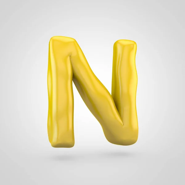 Gele Plasticine Letter Hoofdletters Geïsoleerd Witte Achtergrond — Stockfoto
