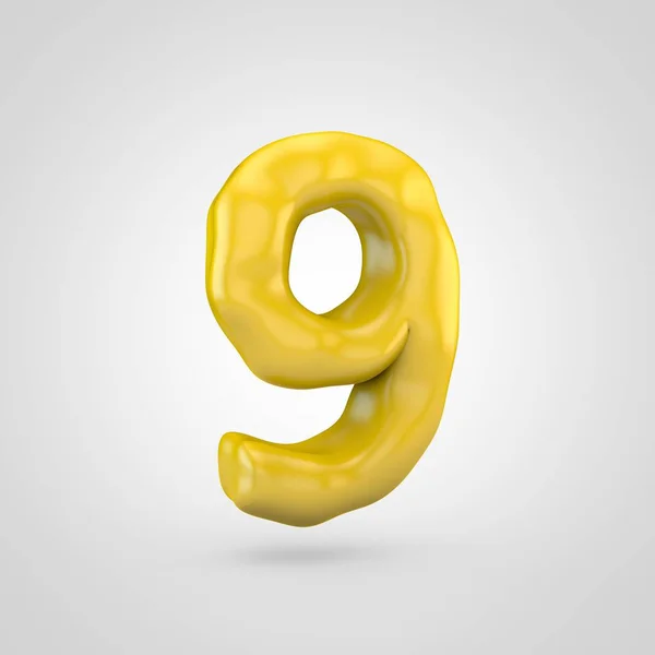 Yellow Plasticine Number Isolated White Background — Stock Photo, Image