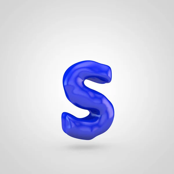 Blauwe Plasticine Letter Kleine Geïsoleerd Witte Achtergrond — Stockfoto