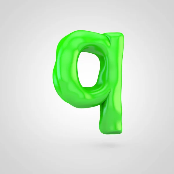 Groene Plasticine Letter Kleine Geïsoleerd Witte Achtergrond — Stockfoto