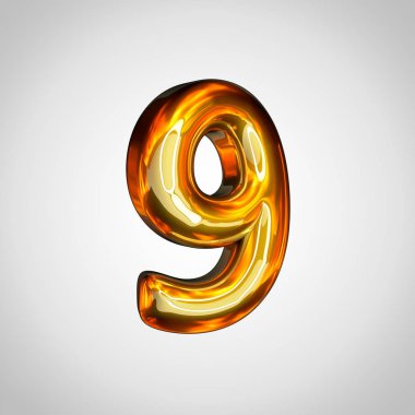 Altın sayı 9 beyaz arka plan üzerinde izole