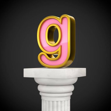 Altın harf G küçük siyah arka plan üzerine beyaz sütun