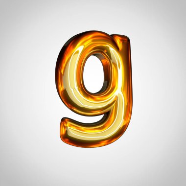 Altın harf G küçük beyaz arka plan üzerinde izole