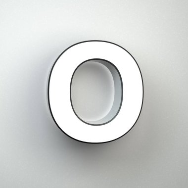 Beyaz duvar izole O büyük duvar işareti mektup
