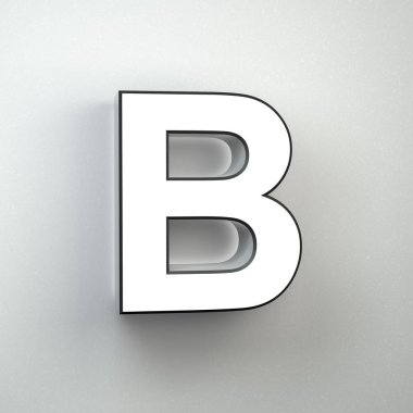 Beyaz duvar izole B büyük duvar işareti mektup