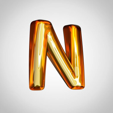 Altın harf N büyük beyaz arka plan üzerinde izole