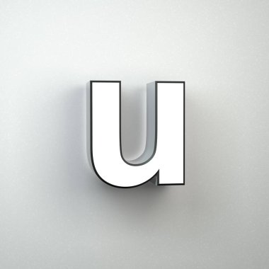 Duvar işareti üzerinde beyaz duvar izole küçük harf U harfi