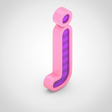 Beyaz arka plan üzerinde izole mor çizgili küçük J harfi pembe