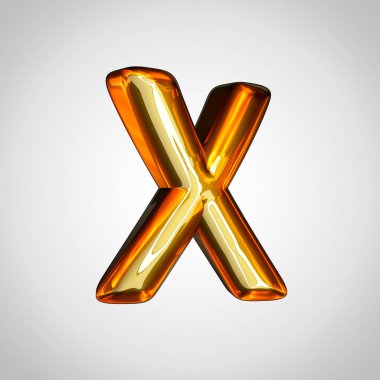Altın harf X büyük beyaz arka plan üzerinde izole