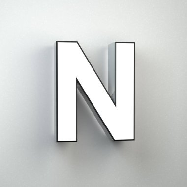 Beyaz duvara izole duvar işareti harf büyük harf N