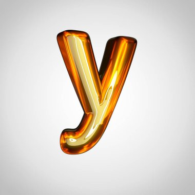 Altın harf Y küçük beyaz arka plan üzerinde izole