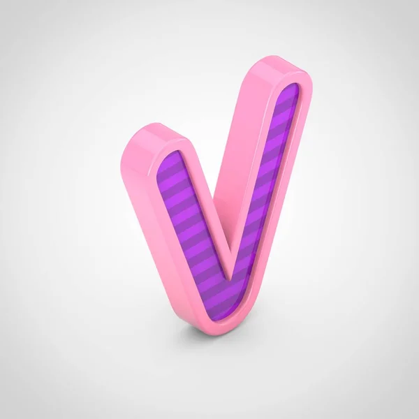 Pink Letter Uppercase Violet Stripes Isolated White Background — Stock Photo, Image
