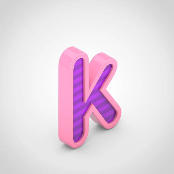 Roze Letter Kleine Letters Met Violette Strepen Geïsoleerd Witte Achtergrond — Stockfoto