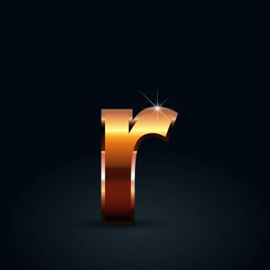 Siyah arka plan üzerine bronz harf r