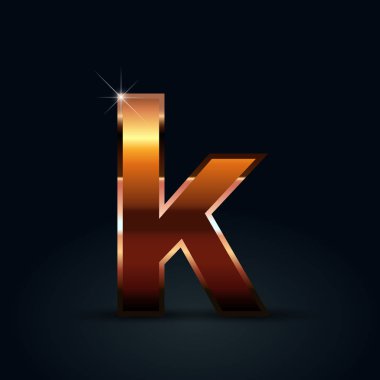 Bronz mektup k siyah arka plan üzerine