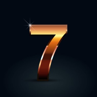 Siyah arka plan üzerine 7 numaralı bronz