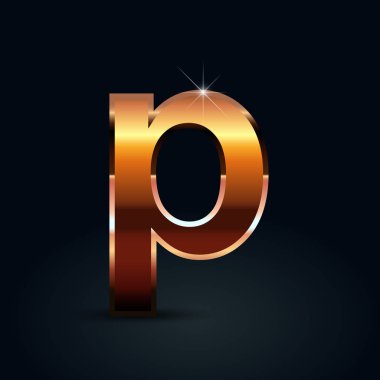Siyah arka plan üzerine bronz harf p