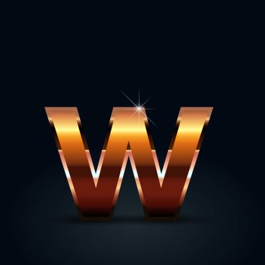 Bronz mektup siyah arka plan üzerine w