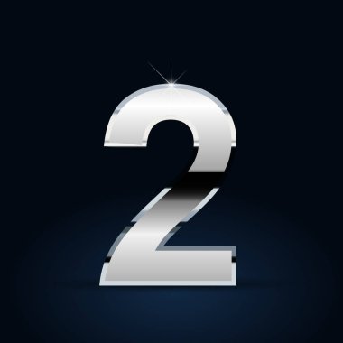 Siyah arka plan üzerine 2 numaralı krom