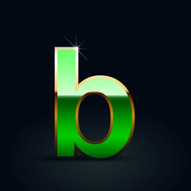 Yeşil parlak metalik mektup B küçük siyah arka plan üzerine
