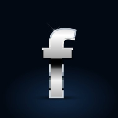 Siyah arka plan üzerine küçük F harfi krom