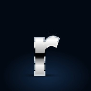 Siyah arka plan üzerine küçük R harfi krom