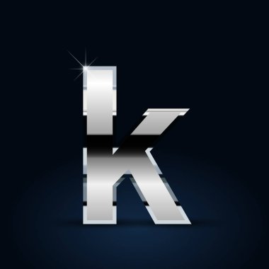 Siyah arka plan üzerine küçük K harfi krom