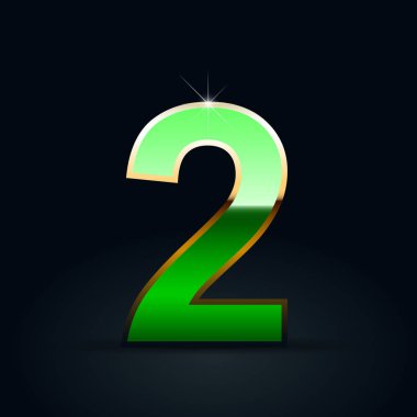 Yeşil parlak metalik 2 numaralı siyah arka plan üzerine